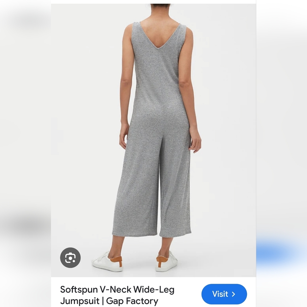 GAP Softspun V-Neck Jumpsuit in Light Gray